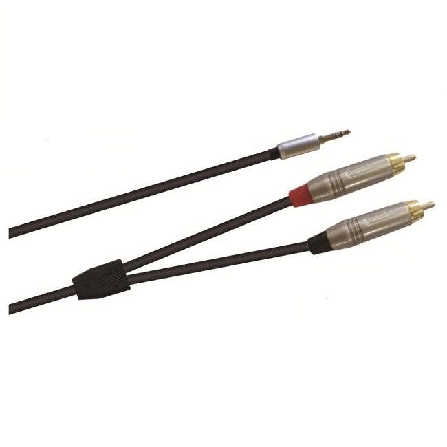 3.5mm Male To Dual RCA Male Y Audio Kabel Hitam Berbagai panjang kabel
