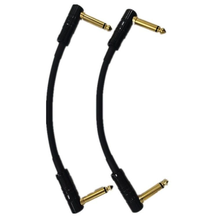 0.6ft Patch Kabel Cord 2 Pcs Pack 6.35mm Angle Plug Instrumen Kabel Untuk Pedal Board