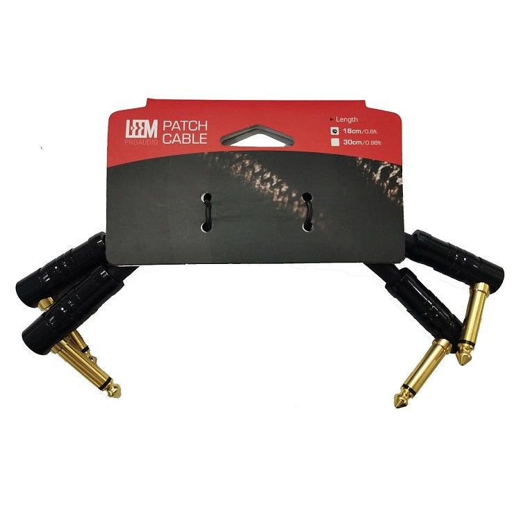 0.6ft Patch Kabel Cord 2 Pcs Pack 6.35mm Angle Plug Instrumen Kabel Untuk Pedal Board