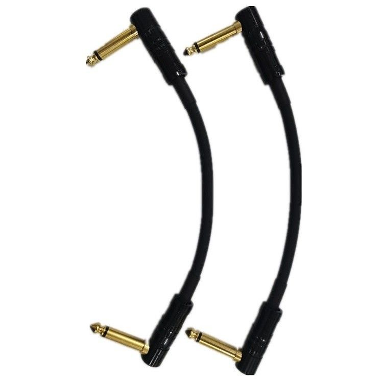 Kabel Patch Gitar Kecil 2 Pcs Paket 6.35mm Sudut Colokan Gitar Pedal Instrumen Kabel