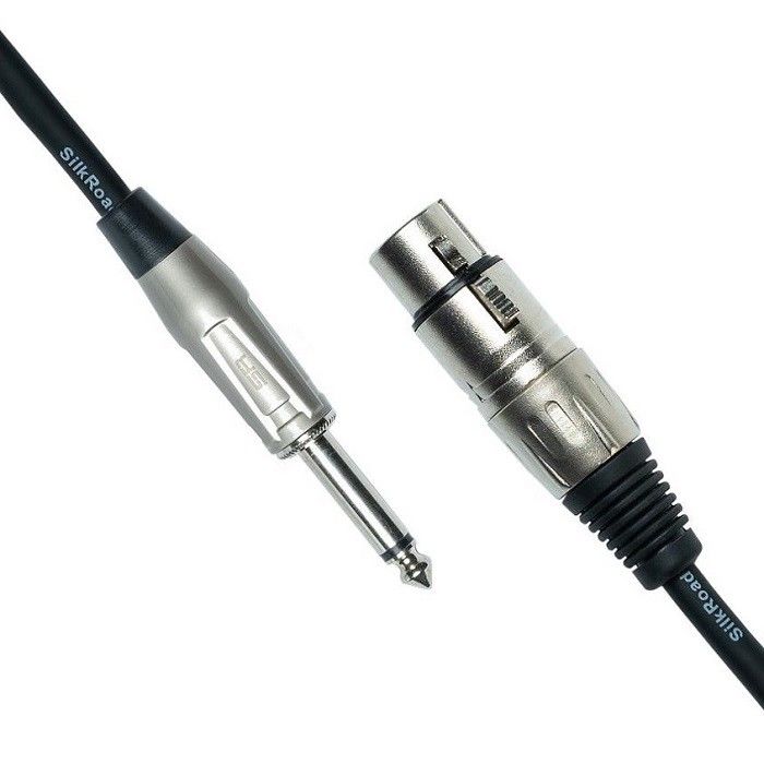 XLR Wanita sampai 1/4 Inch 6.35mm TS Mikropon Kabel Mikropon Cord Hitam XLR Kabel 10 ft