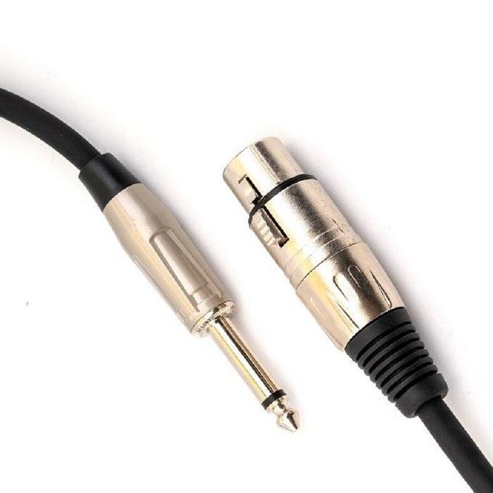 XLR Wanita sampai 1/4 Inch 6.35mm TS Mikropon Kabel Mikropon Cord Hitam XLR Kabel 10 ft